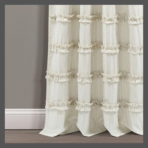 Open Box - Lush Decor - Set of 2 84"x40" Farmhouse Vintage Stri Beige/White - Picture 3 of 4